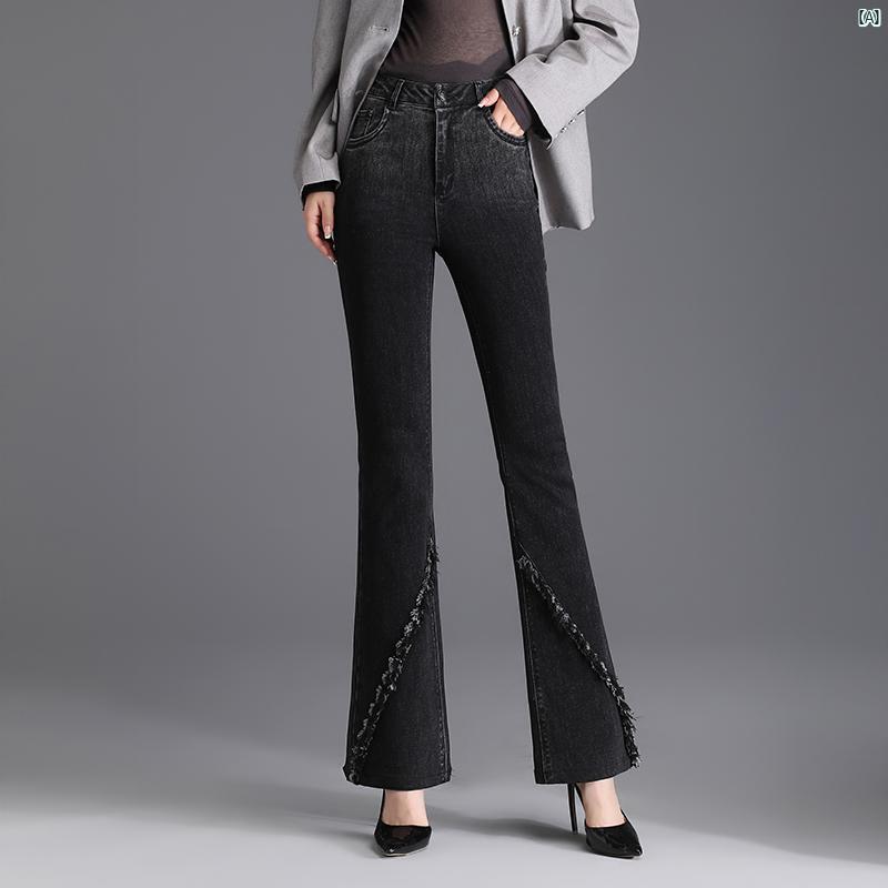 レディース ファッション オシャレ シンプル 春秋 ブラック グレー ハイウエスト マイクロ フレア ジーンズ スリムフィット ロー エッジ 床ま 長さ パンツ ベルボトム レディース ファッション オシャレ シンプル 春秋 ブラック グレー ハイウエスト マイクロ フレア ジーンズ スリムフィット ロー エッジ 床ま 長さ パンツ ベルボトム