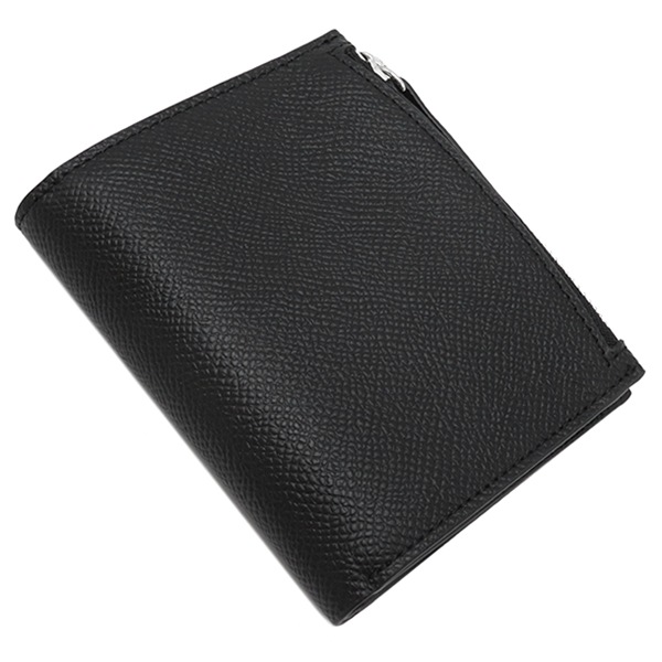 メゾン マルタン マルジェラ MAISON MARTIN MARGIELA 二つ折り財布 フリップフラップウォレット グレイニーレザー ブラック シルバー金具 黒 新品 未使用 SA1UI0020P4
