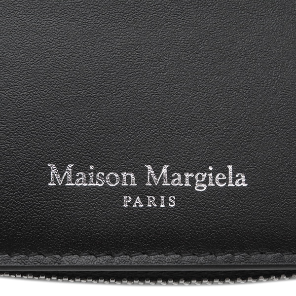 メゾン マルタン マルジェラ MAISON MARTIN MARGIELA 二つ折り財布 フリップフラップウォレット グレイニーレザー ブラック シルバー金具 黒 新品 未使用 SA1UI0020P4