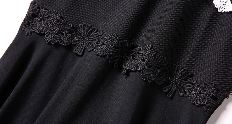 レディース ドレス ミモレ ロング 半袖 フレア スリム 細身 Aライン フェミニン レース シフォン ファスナー 切り替えデザイン ドッキング かわいい 大人可愛い きれいめ カジュアル 上品