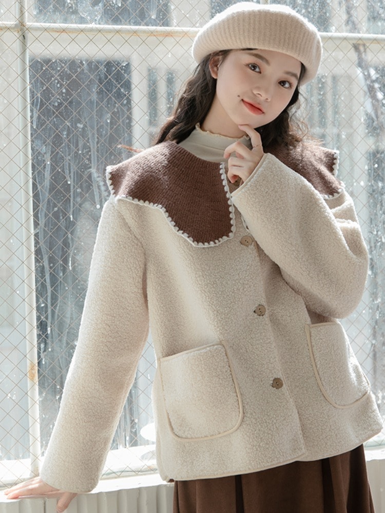 アウター レディース 2色 コート ショート丈 S M L 韓国 長袖 ボア かわいい 大人可愛い カジュアル フェミニン おしゃれ ナチュラル こなれ感 ラブリー キュート ガーリー 個性的 レトロ
