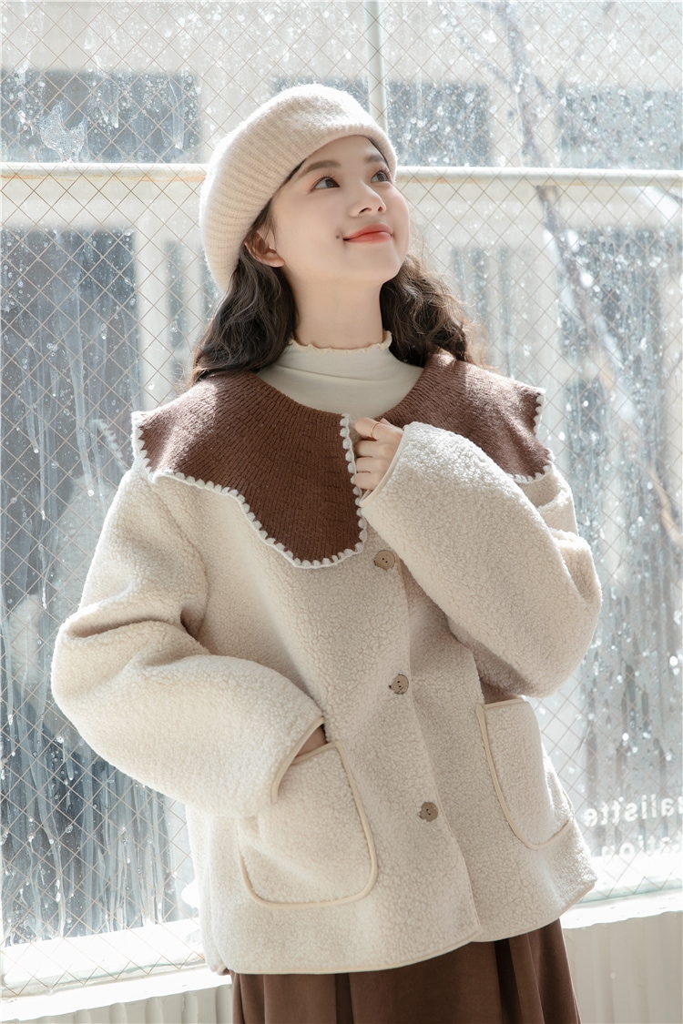 アウター レディース 2色 コート ショート丈 S M L 韓国 長袖 ボア かわいい 大人可愛い カジュアル フェミニン おしゃれ ナチュラル こなれ感 ラブリー キュート ガーリー 個性的 レトロ