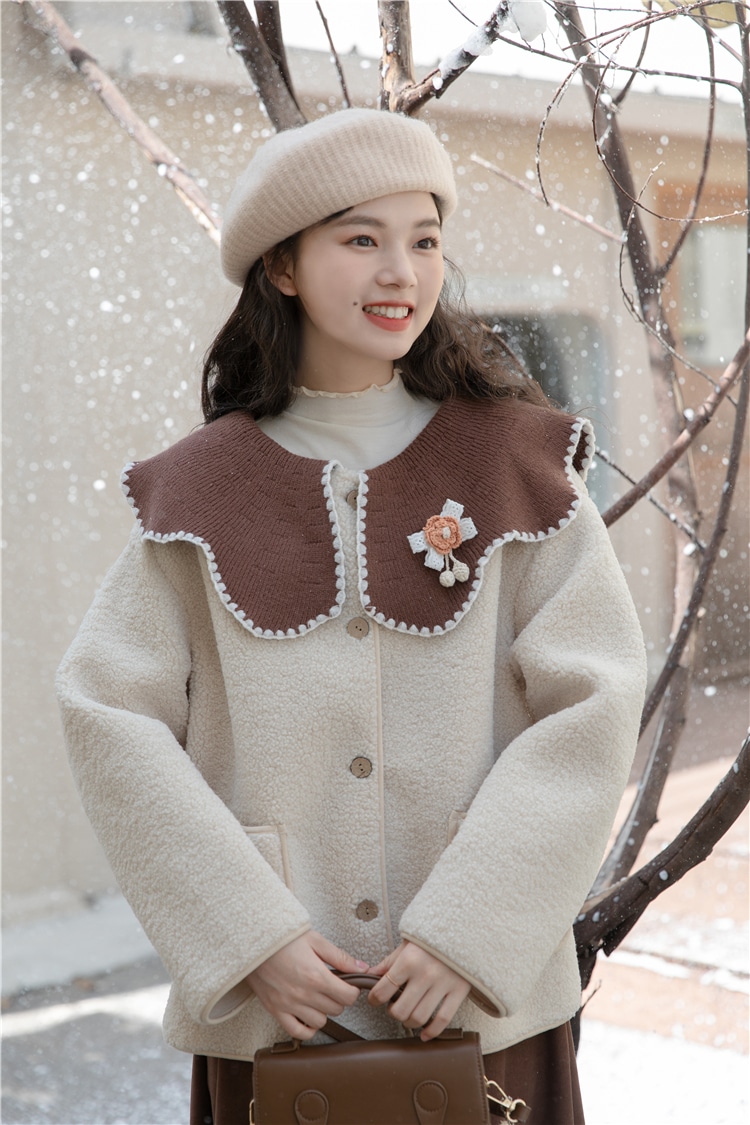 アウター レディース 2色 コート ショート丈 S M L 韓国 長袖 ボア かわいい 大人可愛い カジュアル フェミニン おしゃれ ナチュラル こなれ感 ラブリー キュート ガーリー 個性的 レトロ