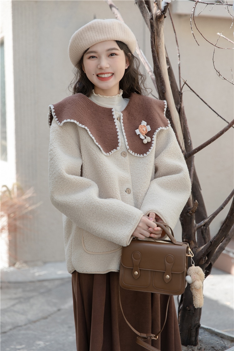 アウター レディース 2色 コート ショート丈 S M L 韓国 長袖 ボア かわいい 大人可愛い カジュアル フェミニン おしゃれ ナチュラル こなれ感 ラブリー キュート ガーリー 個性的 レトロ