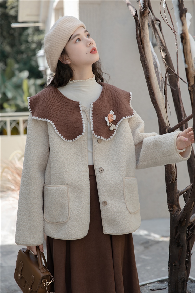 アウター レディース 2色 コート ショート丈 S M L 韓国 長袖 ボア かわいい 大人可愛い カジュアル フェミニン おしゃれ ナチュラル こなれ感 ラブリー キュート ガーリー 個性的 レトロ