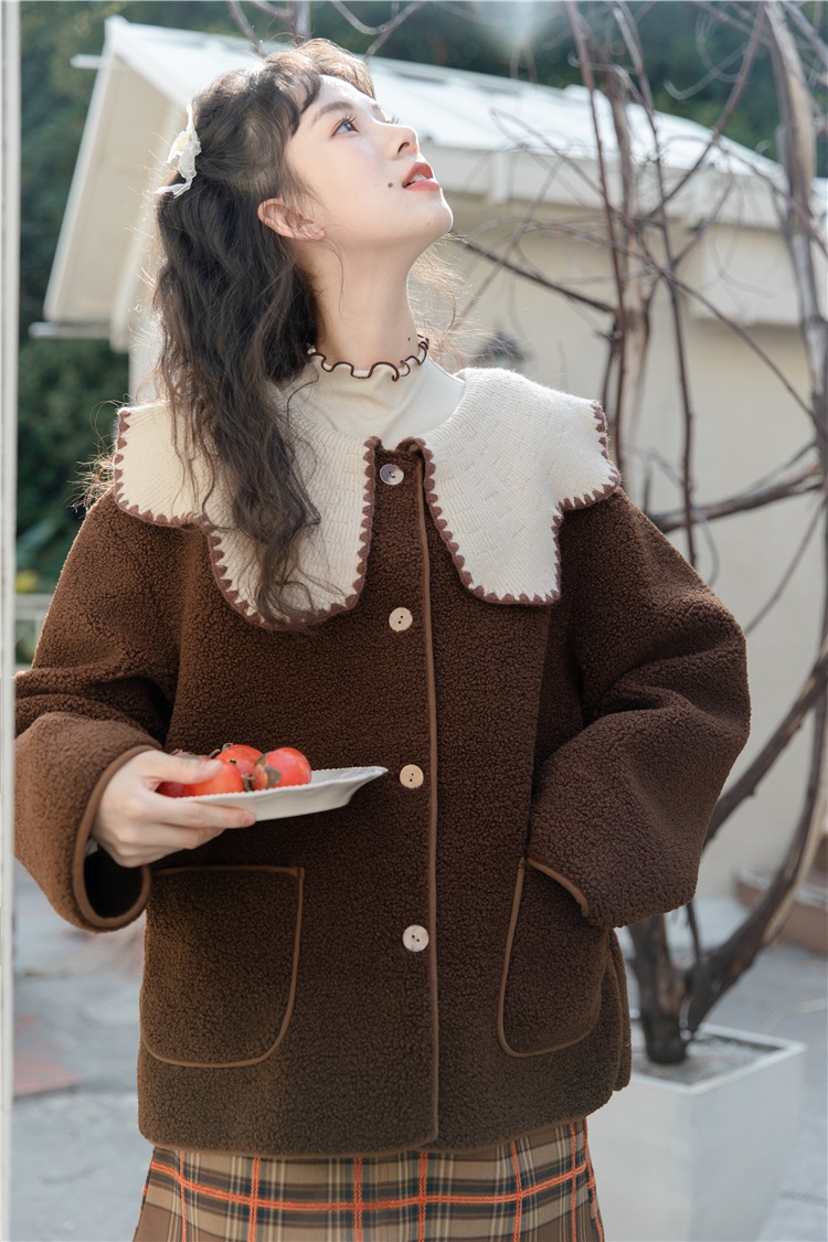 アウター レディース 2色 コート ショート丈 S M L 韓国 長袖 ボア かわいい 大人可愛い カジュアル フェミニン おしゃれ ナチュラル こなれ感 ラブリー キュート ガーリー 個性的 レトロ