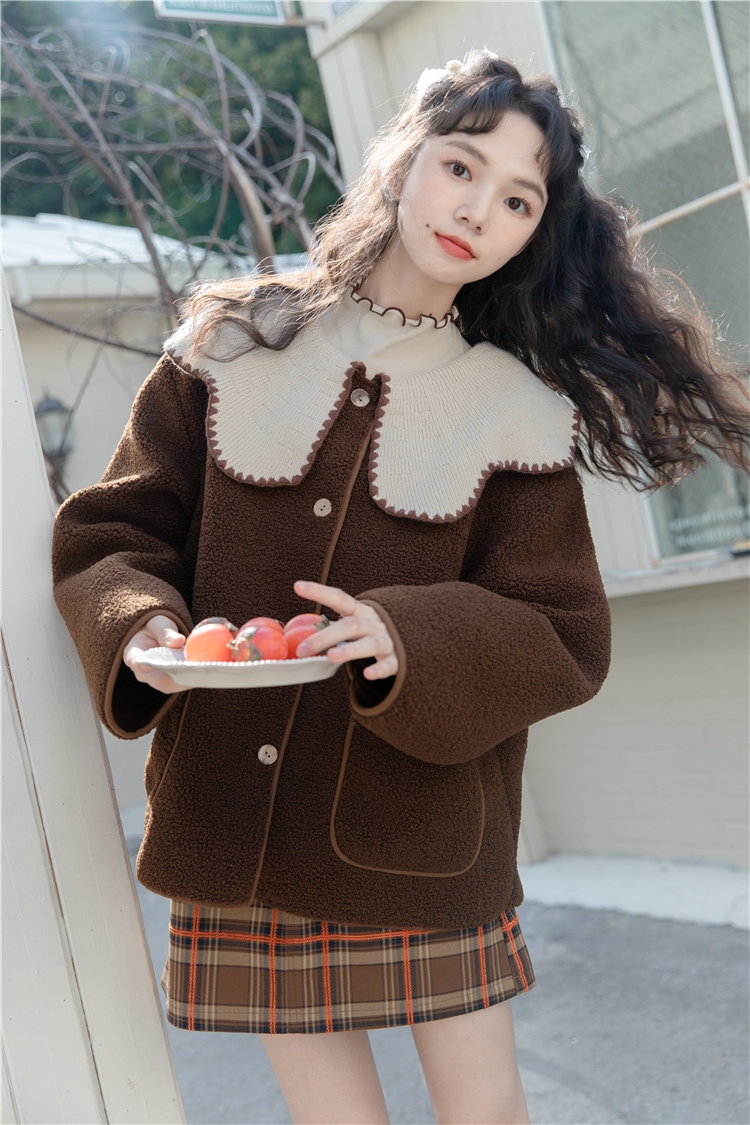 アウター レディース 2色 コート ショート丈 S M L 韓国 長袖 ボア かわいい 大人可愛い カジュアル フェミニン おしゃれ ナチュラル こなれ感 ラブリー キュート ガーリー 個性的 レトロ