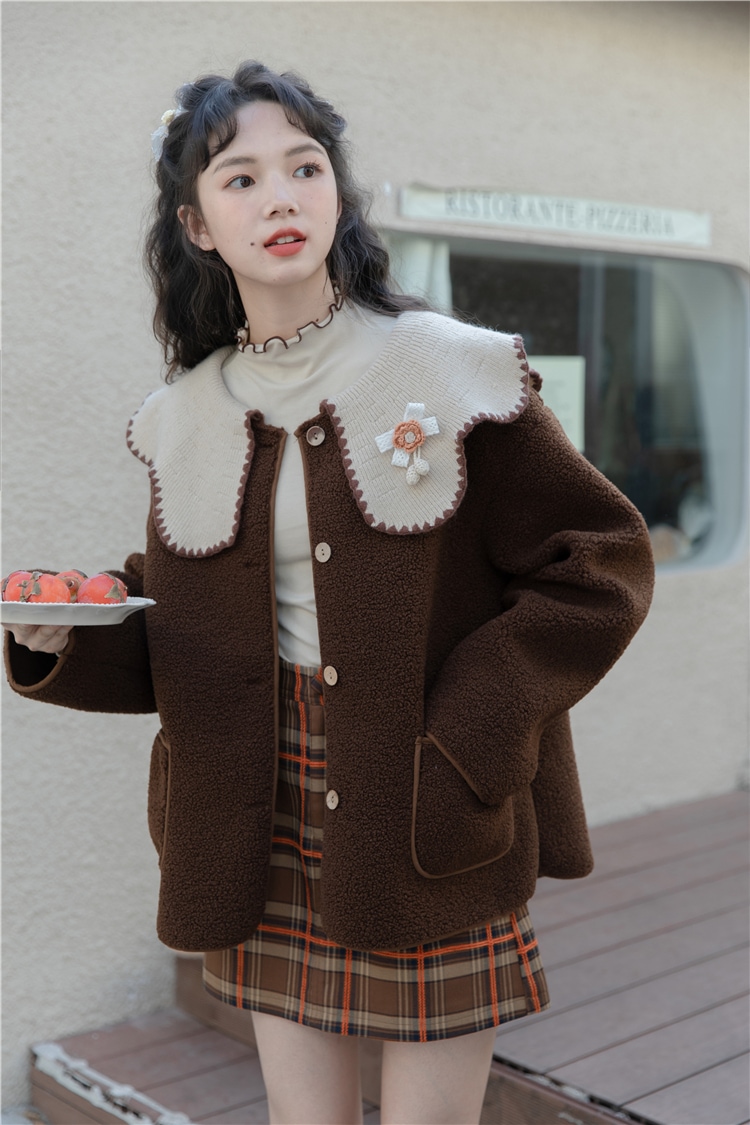 アウター レディース 2色 コート ショート丈 S M L 韓国 長袖 ボア かわいい 大人可愛い カジュアル フェミニン おしゃれ ナチュラル こなれ感 ラブリー キュート ガーリー 個性的 レトロ