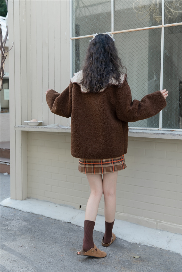 アウター レディース 2色 コート ショート丈 S M L 韓国 長袖 ボア かわいい 大人可愛い カジュアル フェミニン おしゃれ ナチュラル こなれ感 ラブリー キュート ガーリー 個性的 レトロ