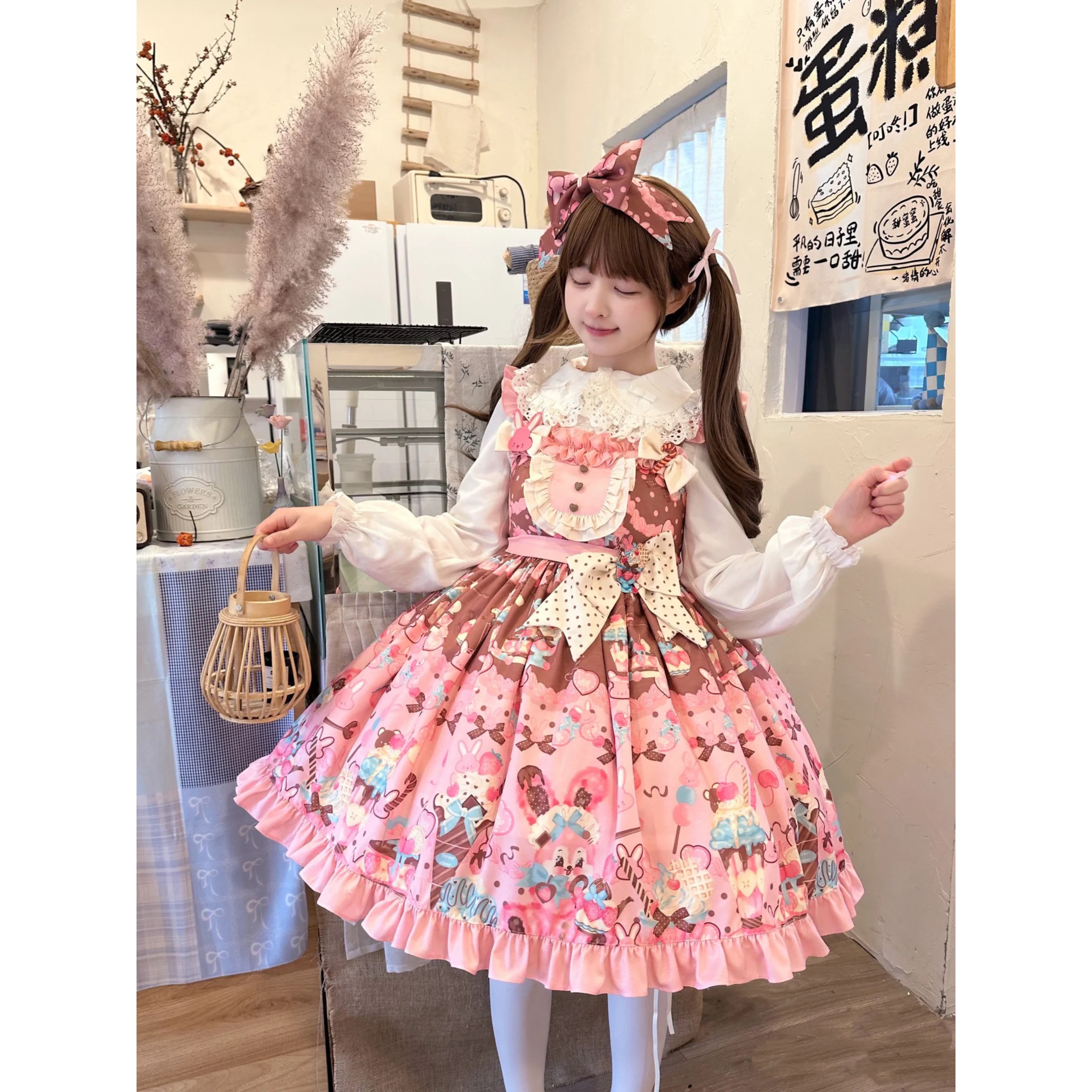 正规品Lolita裙洛丽塔夏新款粉色JSK套装连衣裙大童兔兔公主裙 正规品Lolita裙洛丽塔夏新款粉色JSK套装连衣裙大童兔兔公主裙