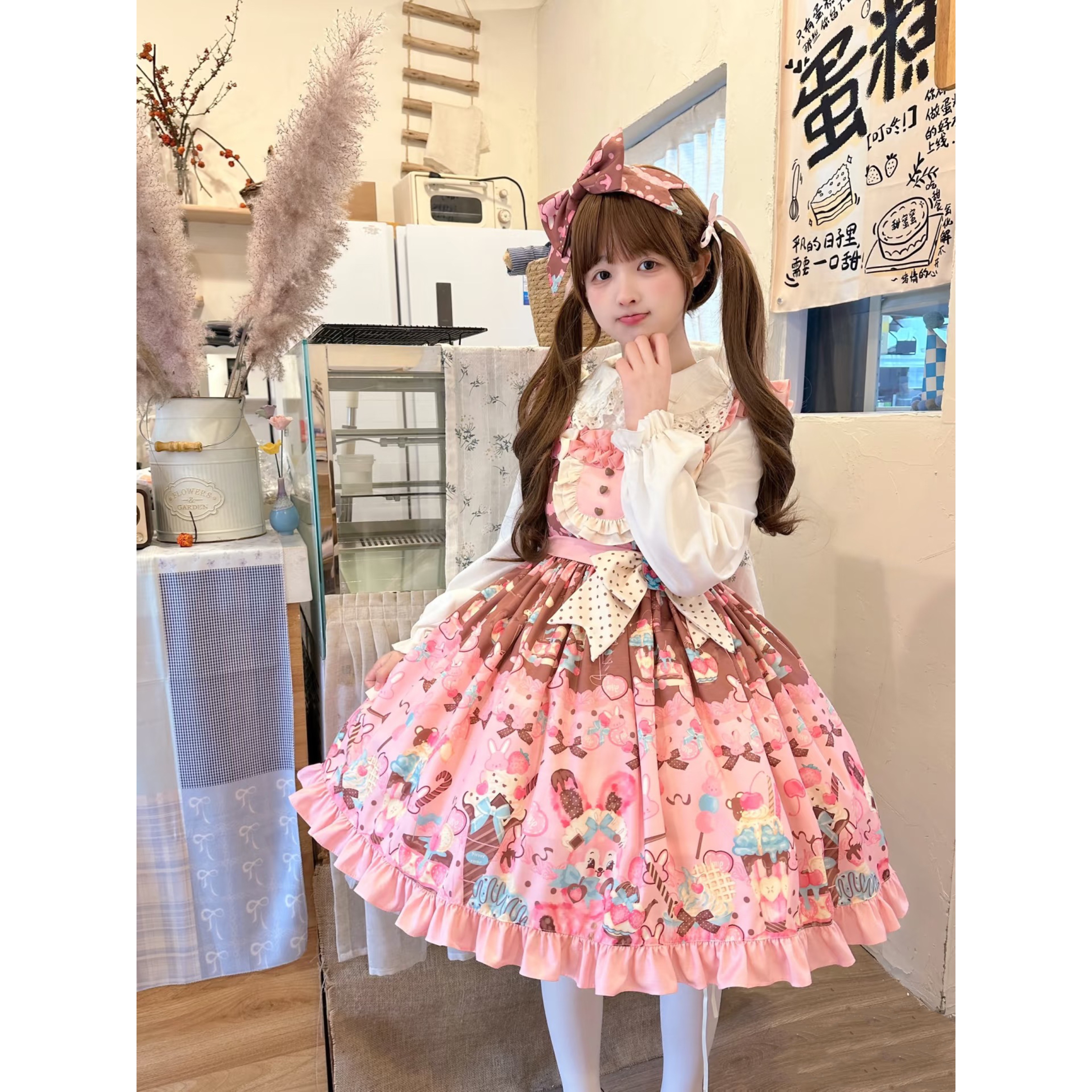 正规品Lolita裙洛丽塔夏新款粉色JSK套装连衣裙大童兔兔公主裙 正规品Lolita裙洛丽塔夏新款粉色JSK套装连衣裙大童兔兔公主裙