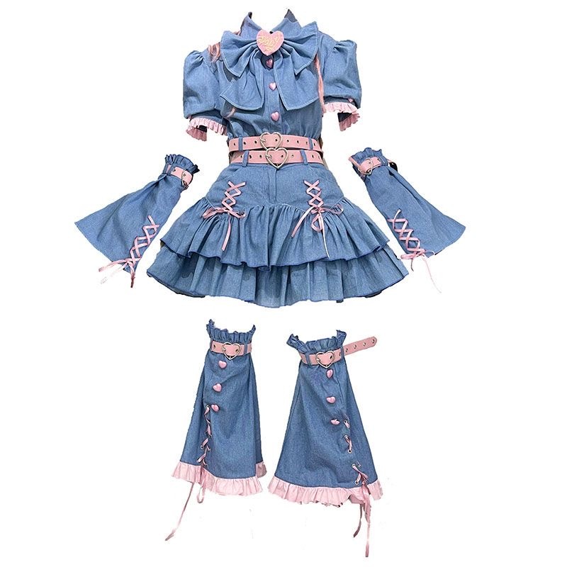 かわいい デニムスカート 量産型 服 上下セット ショート丈 ワンピース スカートセットアップ ギャル レトロ シャツ デニムワンピース ポンポンスカート ミニスカート レディース かわいい デニムスカート 量産型 服 上下セット ショート丈 ワンピース スカートセットアップ ギャル レトロ シャツ デニムワンピース ポンポンスカート ミニスカート レディース