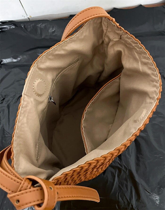 トートバッグ レディース バケツ型 バッグ 通勤バッグ 編みバッグ かごバッグ レザー ショルダーバッグ 斜め掛けバッグ 2way 肩掛け 軽量 バケツバッグ バケツ型バッグ ワンハンドルバッグ 柔ら