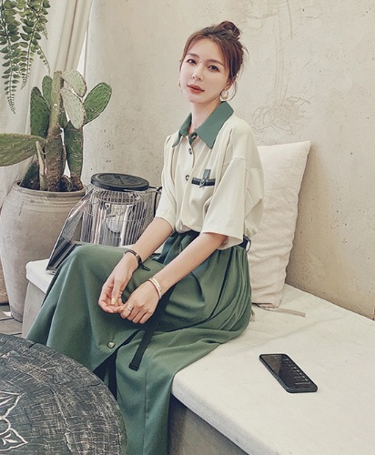 レトロ風 ワンピース ロング丈 袖あり 半袖 襟付き シャツカラー フレア デザイン ボタン 美ライン ニュアンス ベルト レイヤード バイカラー かわいい 大人可愛い きれいめ シンプル カジュアル レトロ風 ワンピース ロング丈 袖あり 半袖 襟付き シャツカラー フレア デザイン ボタン 美ライン ニュアンス ベルト レイヤード バイカラー かわいい 大人可愛い きれいめ シンプル カジュアル