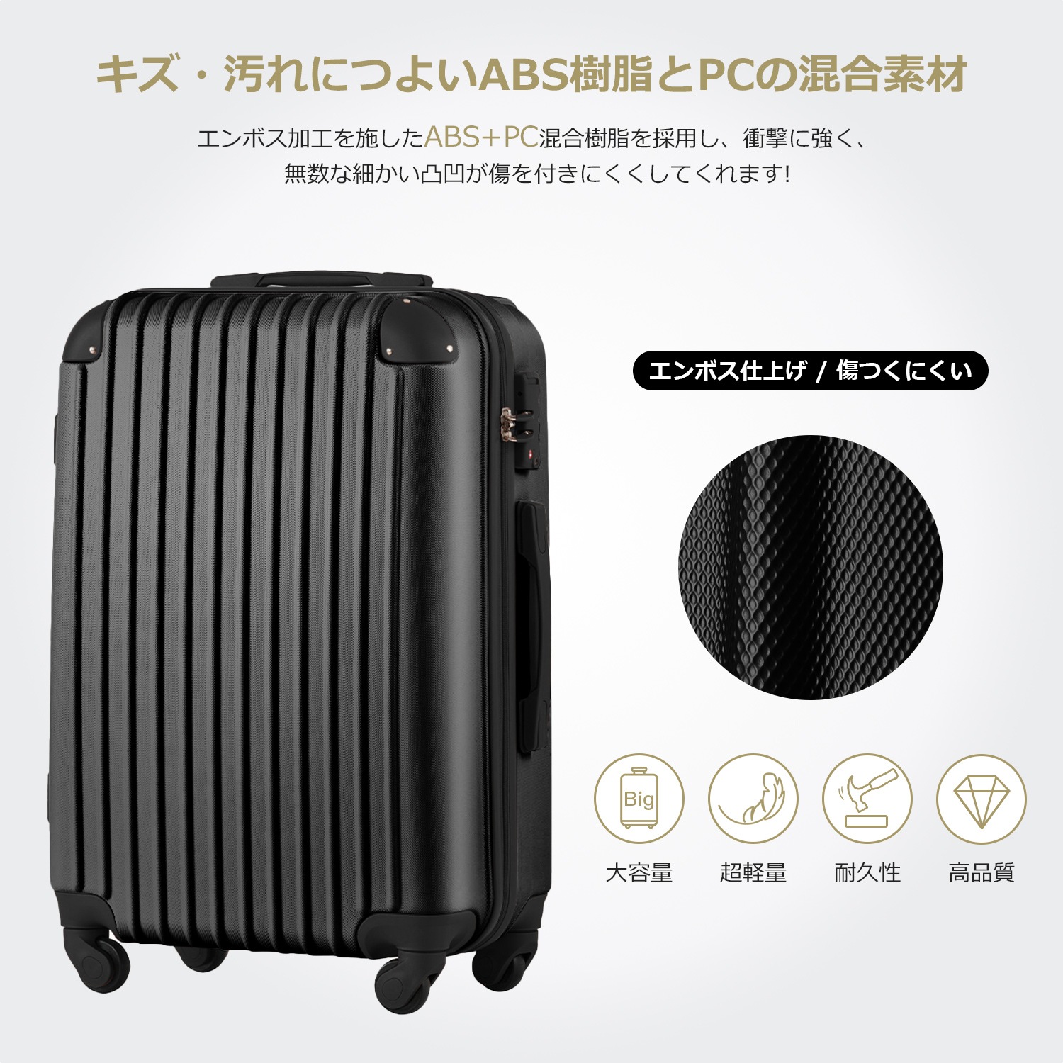Mサイズ スーツケース キャリーバッグ キャリーケース 超軽量 TSAロック搭載 4日-7日 中型