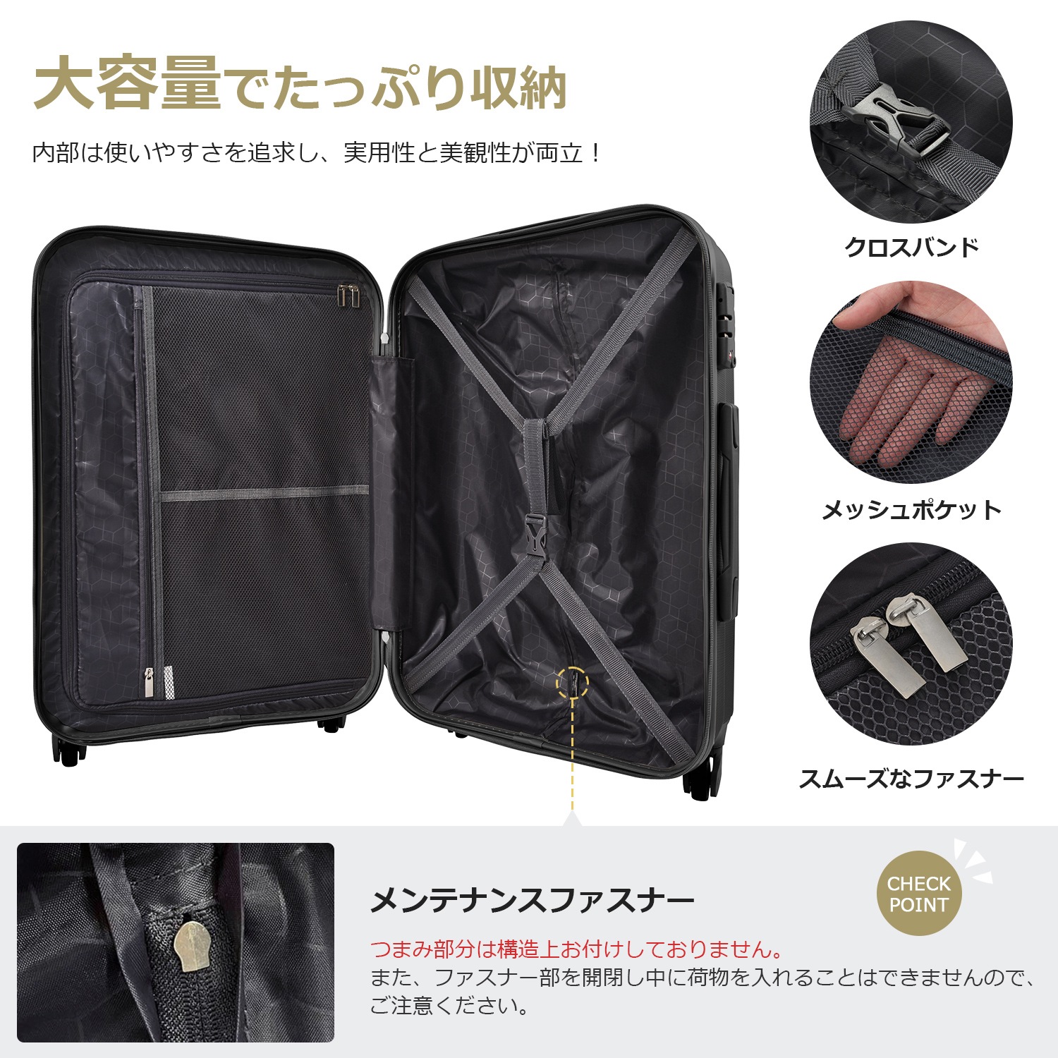 Mサイズ スーツケース キャリーバッグ キャリーケース 超軽量 TSAロック搭載 4日-7日 中型