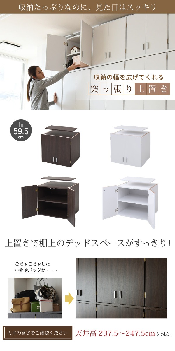 ロッカーシリーズ 上置き 収納 クローゼット 天井突っ張り 耐震 すきま収納