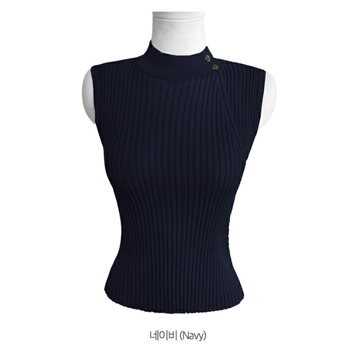 [メガ割りSALE]リネン混リブハーフネックダイアゴナルラインスリムニット