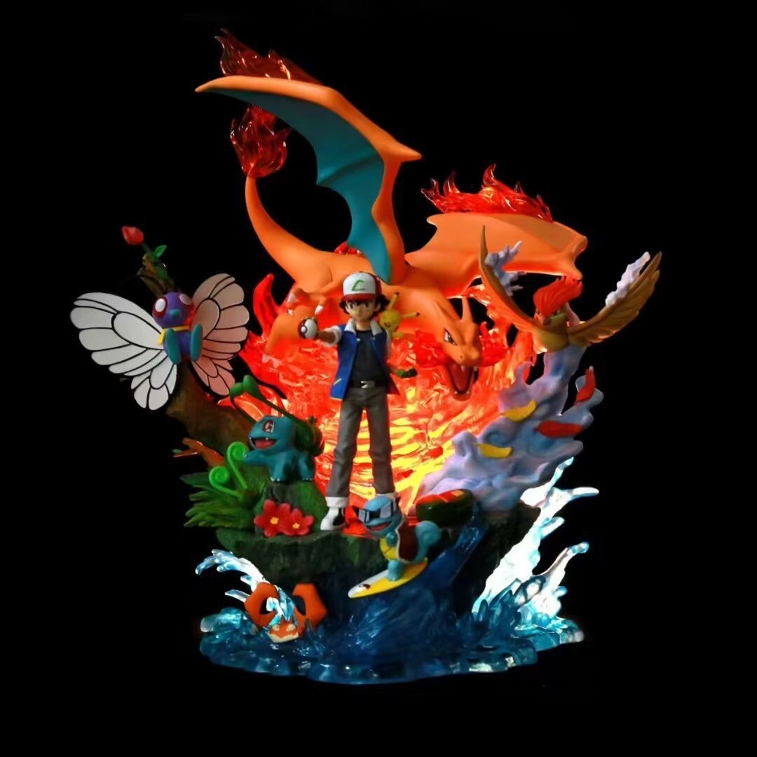 ペットの精霊gk小智全家福噴火龍ジャニ亀可発光アニメのフィギュア ペットの精霊gk小智全家福噴火龍ジャニ亀可発光アニメのフィギュア