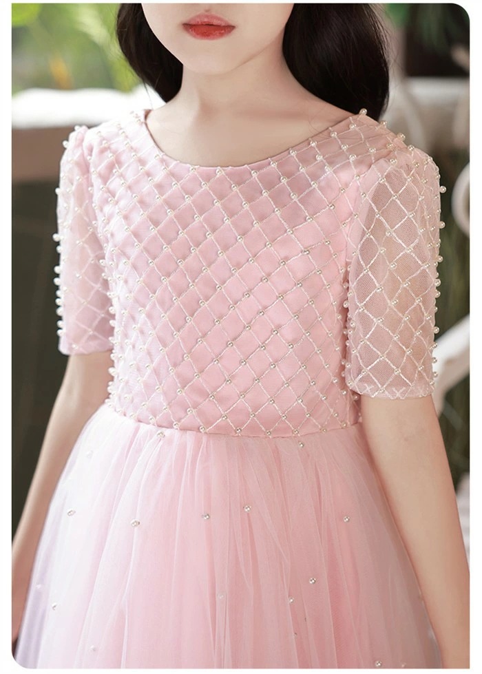 数量限定ピアノ発表会 ドレス 子供 女の子 ピンク 発表会ドレス 半袖 子ども ワンピース お祝い日 演奏会 音楽会 フォーマル 誕生日 撮影 パーティー ジュニア キッズ ロングドレス ロング 可愛