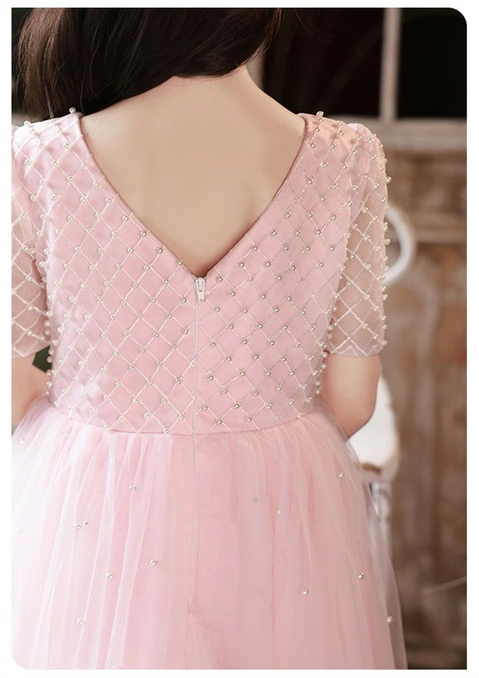 数量限定ピアノ発表会 ドレス 子供 女の子 ピンク 発表会ドレス 半袖 子ども ワンピース お祝い日 演奏会 音楽会 フォーマル 誕生日 撮影 パーティー ジュニア キッズ ロングドレス ロング 可愛