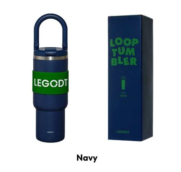 LOOP TUMBLER MULTI 1000ML 【ストローキャップ2P付き】韓国人気 大容量 タンブラー 保温 ハンドル付き 持ちやすい 滑り止め付 ステンレス プレゼント運動 水筒