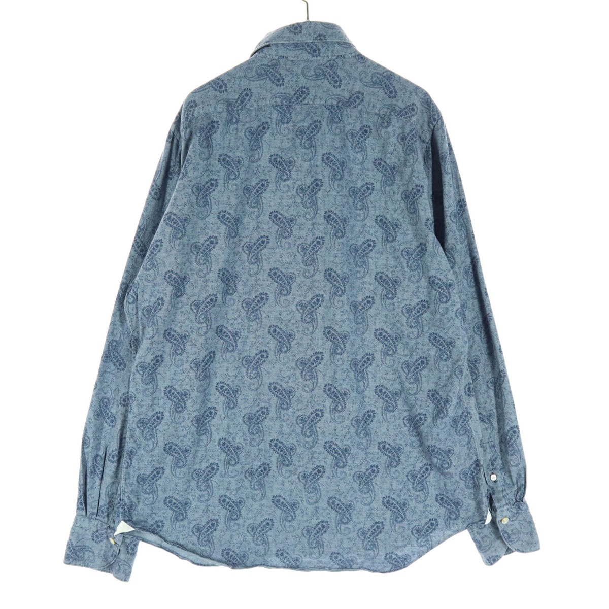 美品 イタリア製 総柄 長袖 コットンシャツ ブルー メンズ 古着 美品 イタリア製 総柄 長袖 コットンシャツ ブルー メンズ 古着