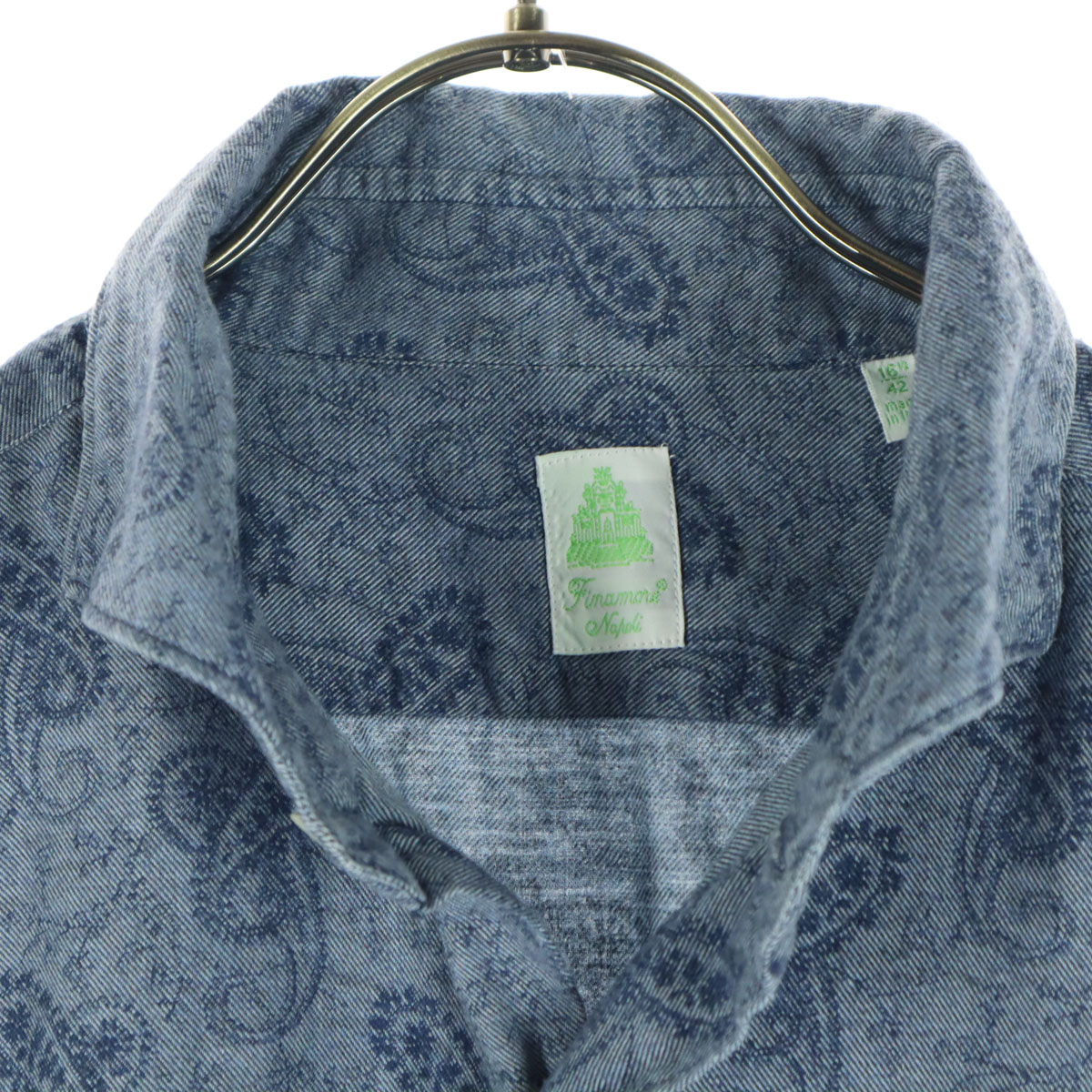 美品 イタリア製 総柄 長袖 コットンシャツ ブルー メンズ 古着 美品 イタリア製 総柄 長袖 コットンシャツ ブルー メンズ 古着