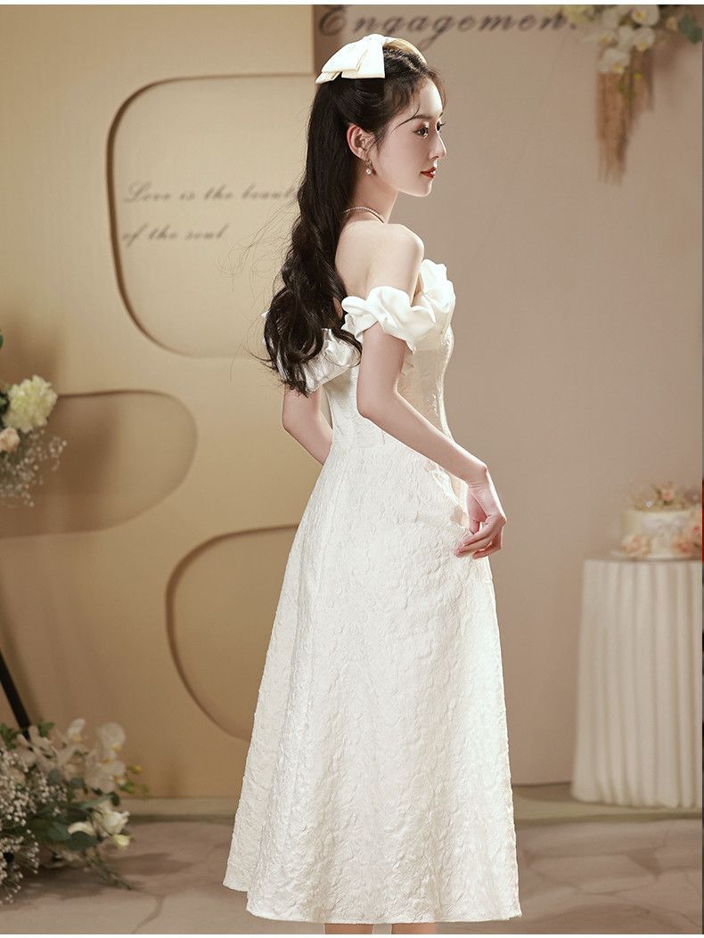 パーティードレス ウェディングドレス 結婚式ドレス フレンチイブニングドレス2024新しいハイエンドワンショルダードレスホストニッチ婚約証明書小さな白いドレス パーティードレス ウェディングドレス 結婚式ドレス フレンチイブニングドレス2024新しいハイエンドワンショルダードレスホストニッチ婚約証明書小さな白いドレス