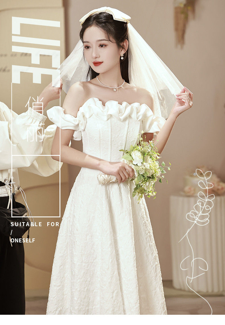 パーティードレス ウェディングドレス 結婚式ドレス フレンチイブニングドレス2024新しいハイエンドワンショルダードレスホストニッチ婚約証明書小さな白いドレス パーティードレス ウェディングドレス 結婚式ドレス フレンチイブニングドレス2024新しいハイエンドワンショルダードレスホストニッチ婚約証明書小さな白いドレス