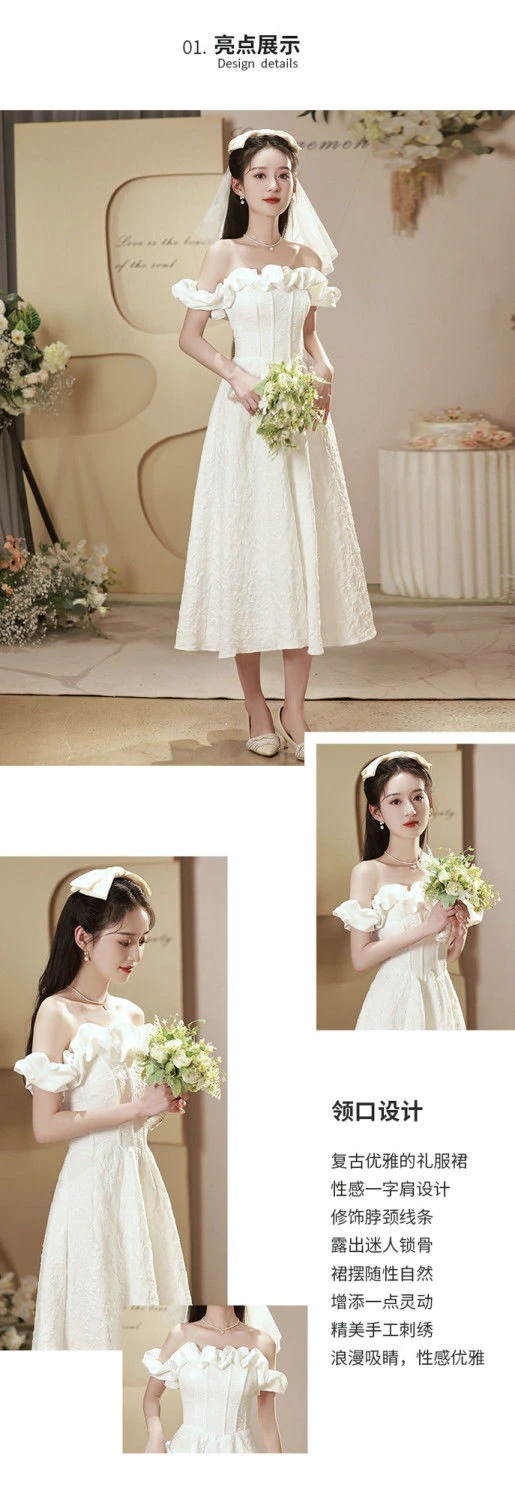 パーティードレス ウェディングドレス 結婚式ドレス フレンチイブニングドレス2024新しいハイエンドワンショルダードレスホストニッチ婚約証明書小さな白いドレス パーティードレス ウェディングドレス 結婚式ドレス フレンチイブニングドレス2024新しいハイエンドワンショルダードレスホストニッチ婚約証明書小さな白いドレス
