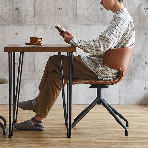 ヴィンテージレザー調 ダイニングチェア2脚 75cm幅テーブル 3点セット