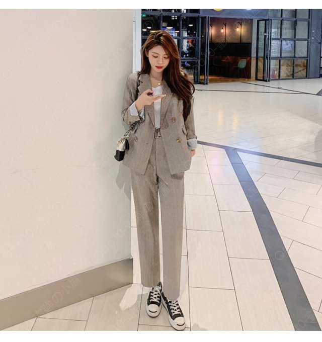 スーツ セットアップ パンツ レディーススーツ ジャケット フォーマルスーツ オフィス 無地 グレー 黒 春 夏 秋 冬 お呼ばれ 二次会 同窓会 お歳暮 卒園式 入園式 トップス ボトムス-22