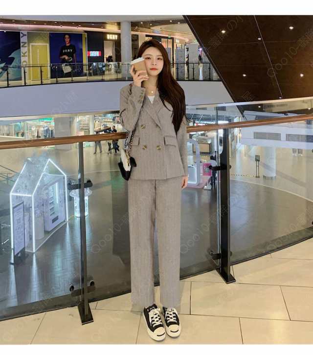 スーツ セットアップ パンツ レディーススーツ ジャケット フォーマルスーツ オフィス 無地 グレー 黒 春 夏 秋 冬 お呼ばれ 二次会 同窓会 お歳暮 卒園式 入園式 トップス ボトムス-22