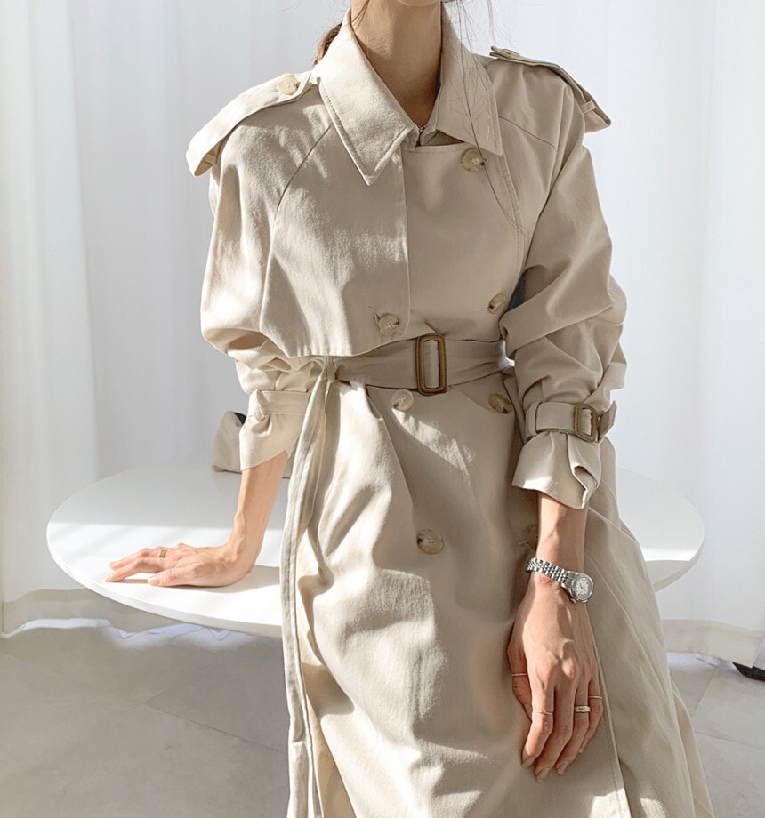 トレンチコート　ウエストベルト　２カラー　A989