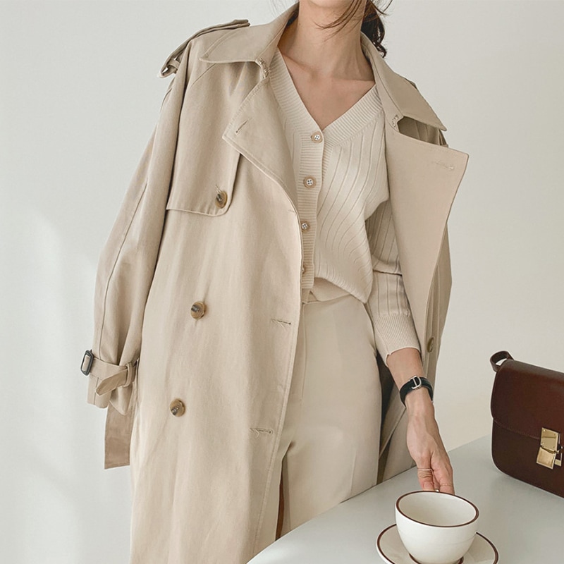 トレンチコート　ウエストベルト　２カラー　A989