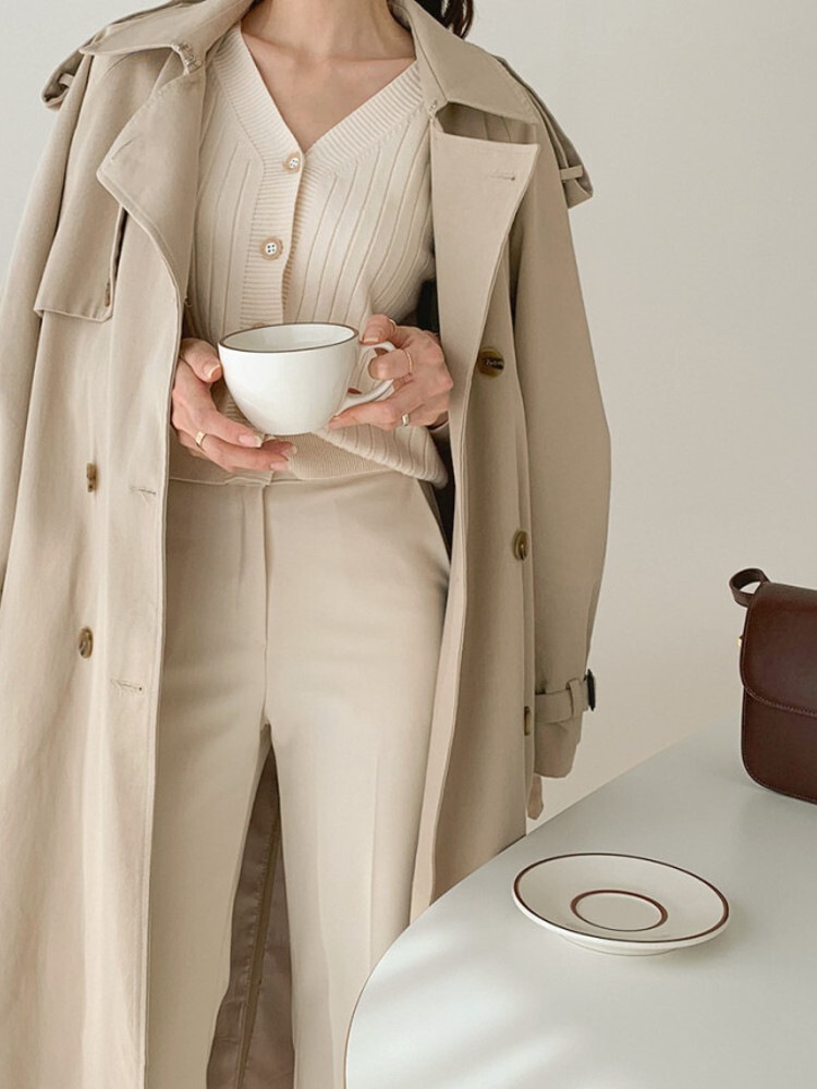 トレンチコート　ウエストベルト　２カラー　A989