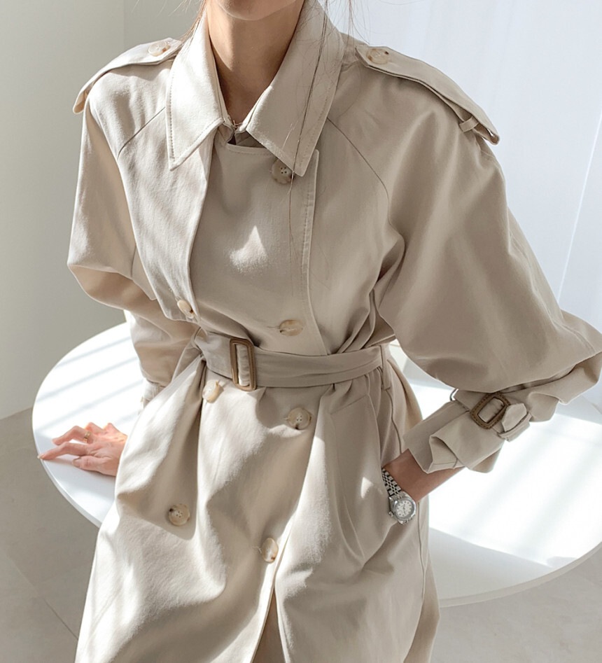 トレンチコート　ウエストベルト　２カラー　A989