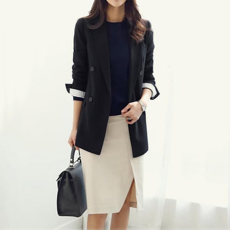 アウター 上着 ジャケット テーラードジャケット Ａライン ミドル丈 チュニック丈 無地 襟付き ダブルブレスト 体型カバー スタイルアップ 可愛い かわいい きれいめ 大人 上品 lout0464