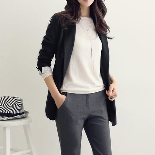 アウター 上着 ジャケット テーラードジャケット Ａライン ミドル丈 チュニック丈 無地 襟付き ダブルブレスト 体型カバー スタイルアップ 可愛い かわいい きれいめ 大人 上品 lout0464