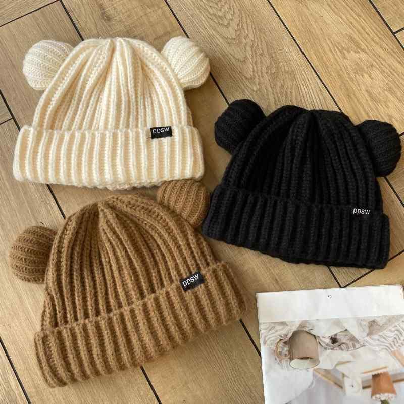♡クリスマスプレゼントに♡ Basicks クマ耳 ニット帽 ブラック