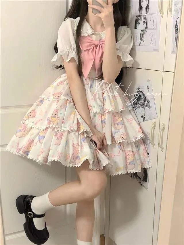 ロリータ コスプレ 2024 春夏 新作 シャツ+ワンピース 可愛らしい 蝶結び 二点セット ロリータ コスプレ 2024 春夏 新作 シャツ+ワンピース 可愛らしい 蝶結び 二点セット