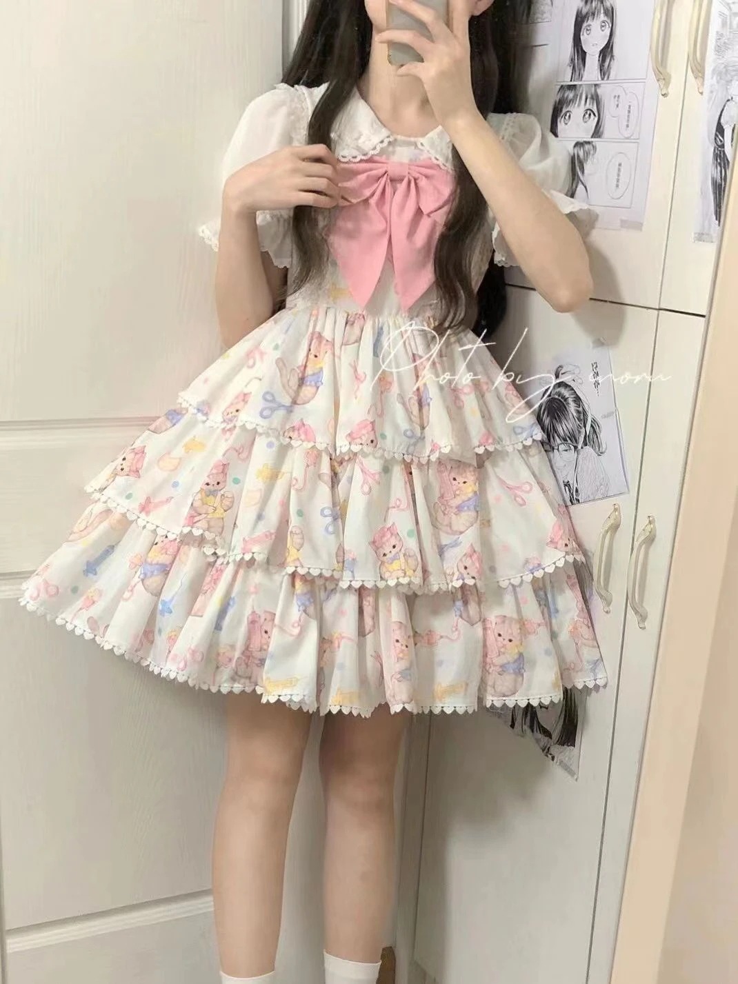 ロリータ コスプレ 2024 春夏 新作 シャツ+ワンピース 可愛らしい 蝶結び 二点セット ロリータ コスプレ 2024 春夏 新作 シャツ+ワンピース 可愛らしい 蝶結び 二点セット