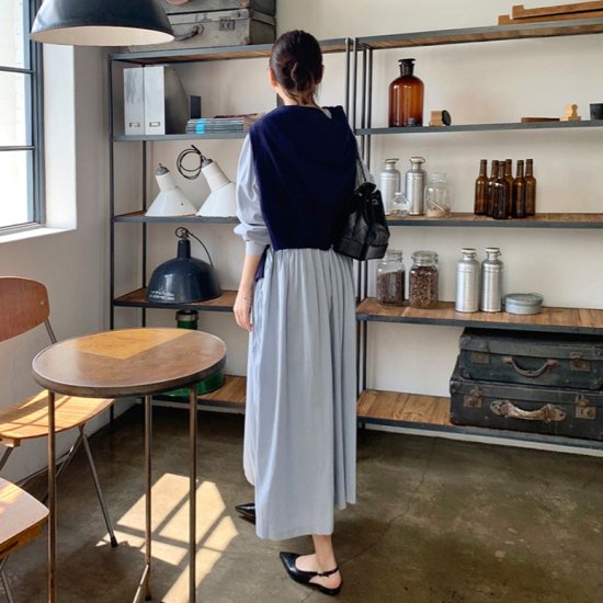 【取寄：納期2週間】ワンピース レディース ロング丈 ロングワンピース ブラウジング 大きいサイズ 体型カバー 長袖 ブワンピース レディース ロング丈 ロングワンピース ブラウジング 大きいサイズ