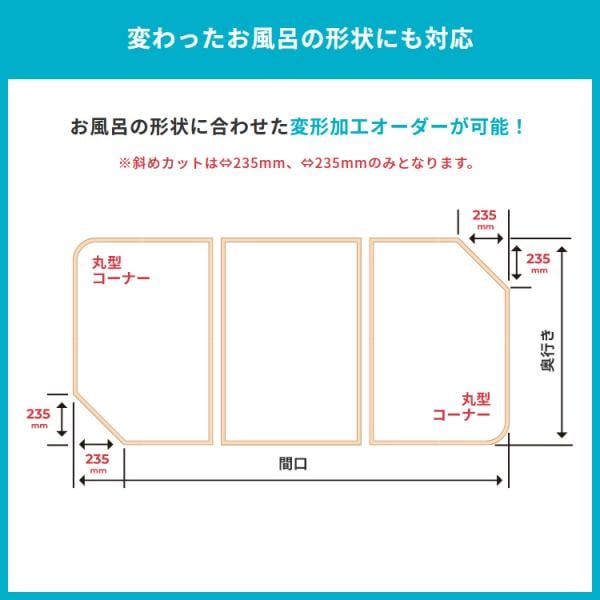 風呂ふた オーダー サイズ 間口141-150cm 奥行81-85cm 冷めにくい 保温 フロフタ お風呂 蓋 浴槽 防カビ 日本製 変形 オーダーメイド 東プレ バスタブ 白 2枚割