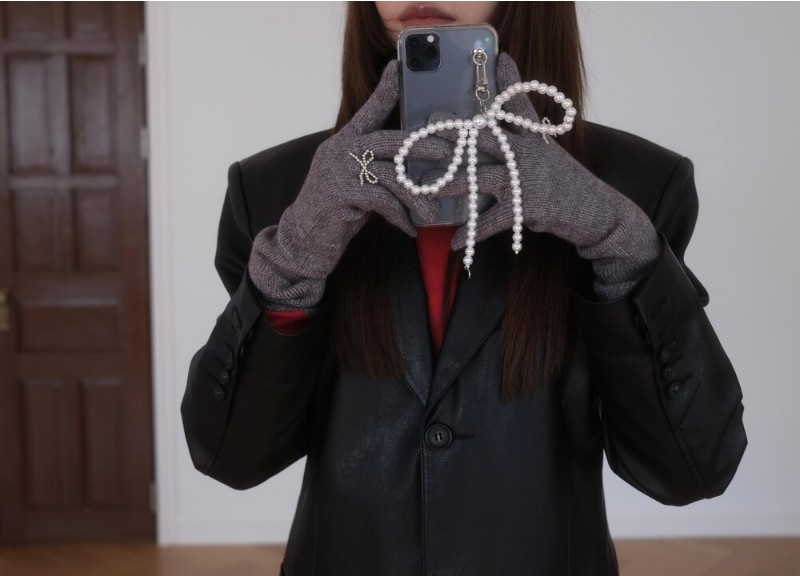 【YEGG】 Ribbon Gloves リボングローブ リボン ニット手袋 グローブ 韓国 手袋 韓国 ニットグローブ リボンニットグローブ_3