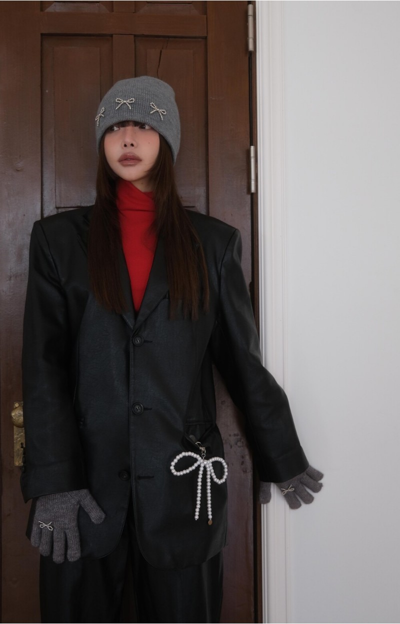 【YEGG】 Ribbon Gloves リボングローブ リボン ニット手袋 グローブ 韓国 手袋 韓国 ニットグローブ リボンニットグローブ_4