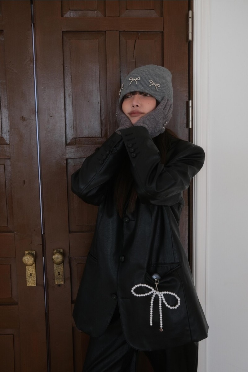 【YEGG】 Ribbon Gloves リボングローブ リボン ニット手袋 グローブ 韓国 手袋 韓国 ニットグローブ リボンニットグローブ_5