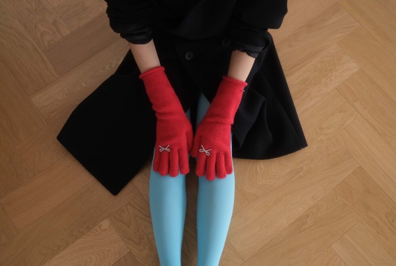 【YEGG】 Ribbon Gloves リボングローブ リボン ニット手袋 グローブ 韓国 手袋 韓国 ニットグローブ リボンニットグローブ_9