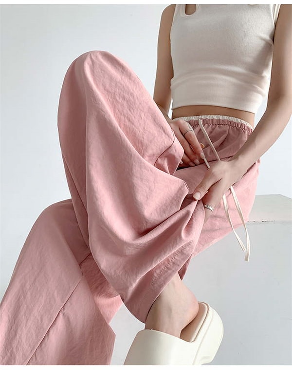 LOHEN ピンク ワイドパンツ ウエストゴム LOHEN ピンク ワイドパンツ ウエストゴム LOHEN ピンク ワイドパンツ